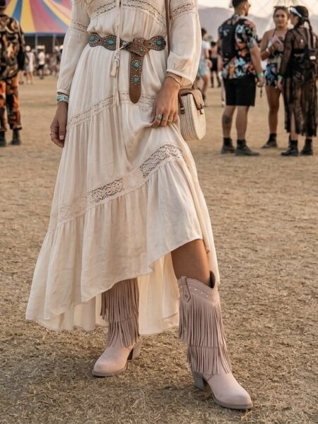 botas rosas piel flecos