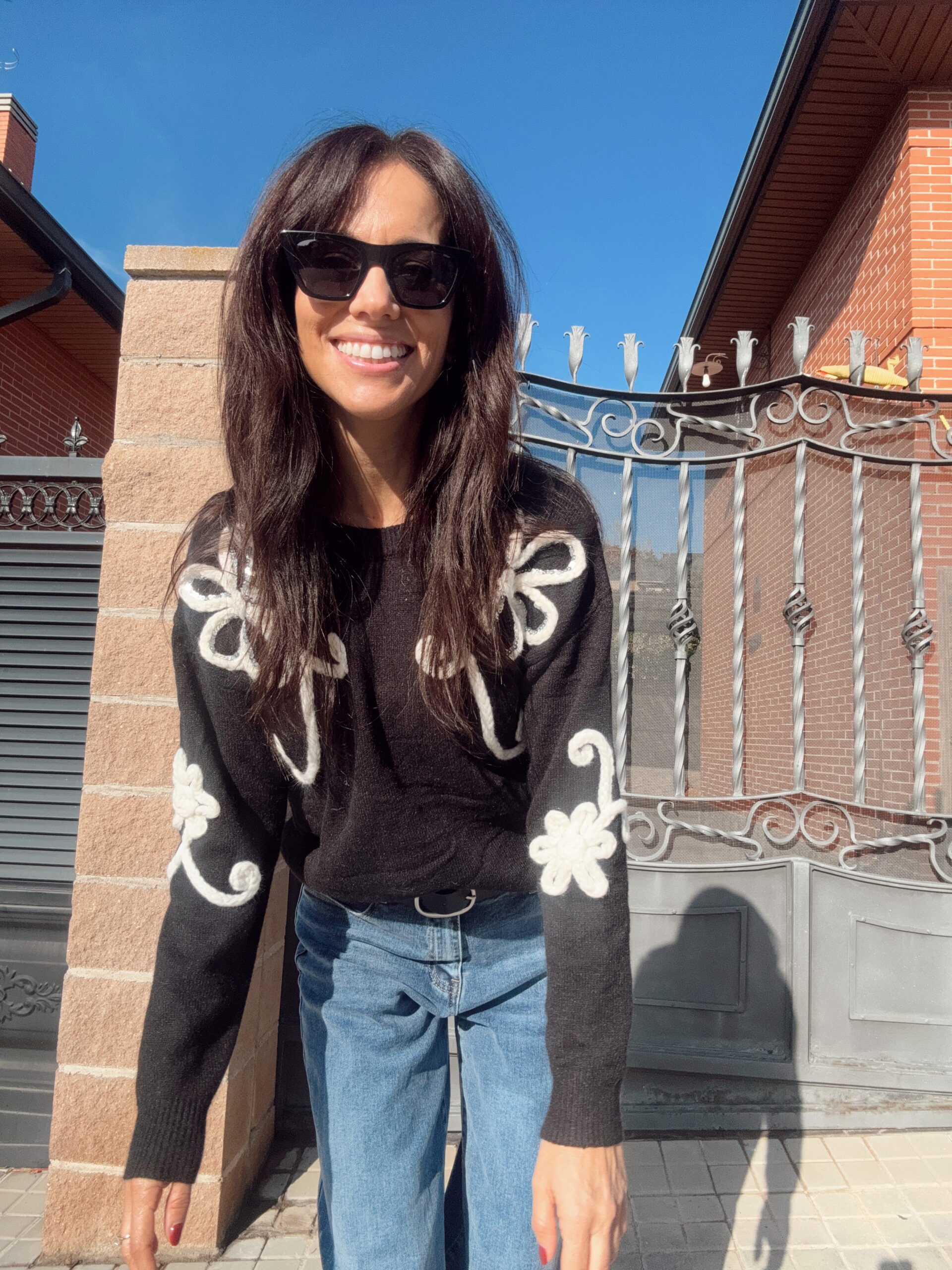 jersey negro flores blancas