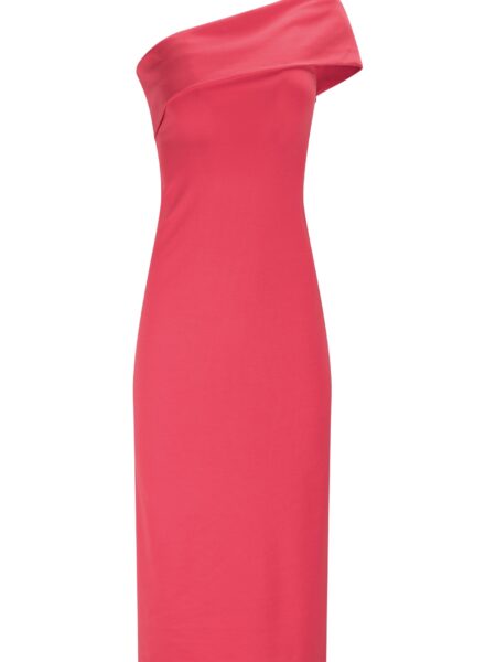 Vestido Midi ajustado con escote de un solo hombro. La asimetría y la ligereza del escote asimétrico en el hombro en este vestido midi es una tendencia que llegó para quedarse, aportando sofisticación y creando looks sofisticados con un toque de sensualidad a través del modelado ajustado al cuerpo. Hecho de punto con elasticidad, tiene un ajuste increíble y se ve precioso con sandalias metalizadas. Confeccionado en Malla Visco Power, con cuerpo, con mucha elasticidad y que no marca. Modelado ajustado al cuerpo, longitud midi, cierre de cremallera invisible en el lateral y escote de un solo hombro con corte superpuesto. Composición Composición: 61% Viscosa 28% Poliéster 11% Elastano Alabama Shop