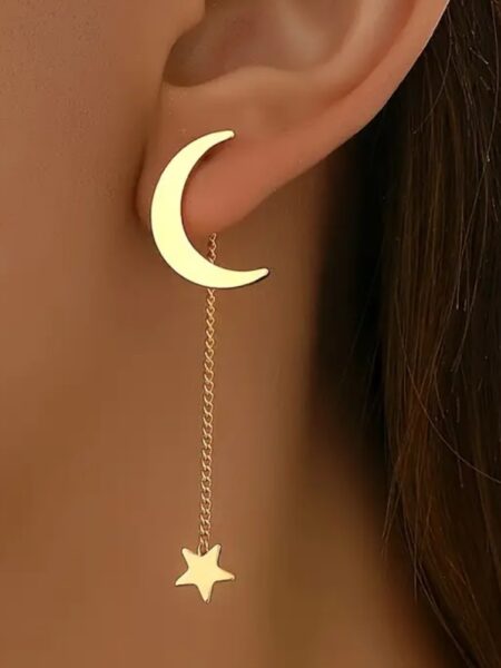 PENDIENTES DORADOS LUNA Y ESTRELLA