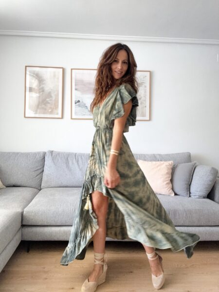 Vestido boho asimétrico más corto por delante y largo por detrás. 100% viscosa. Alabama Shop