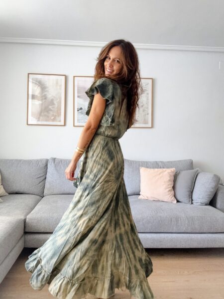 Vestido boho asimétrico más corto por delante y largo por detrás. 100% viscosa. Alabama Shop