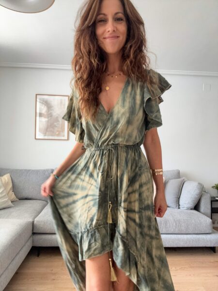 Vestido boho asimétrico más corto por delante y largo por detrás. 100% viscosa. Alabama Shop