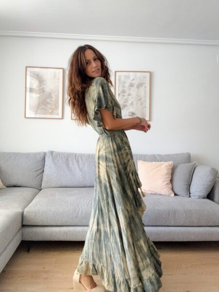 Vestido boho asimétrico más corto por delante y largo por detrás. 100% viscosa. Alabama Shop