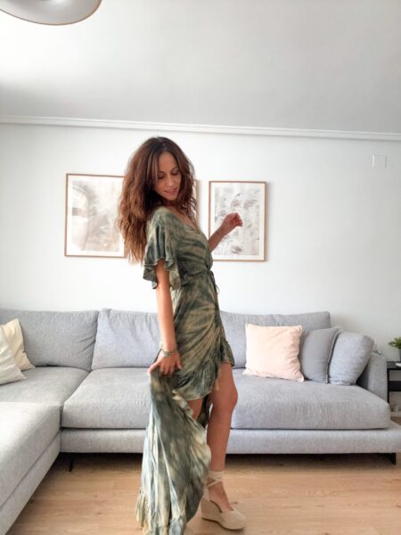 Vestido boho asimétrico más corto por delante y largo por detrás. 100% viscosa. Alabama Shop