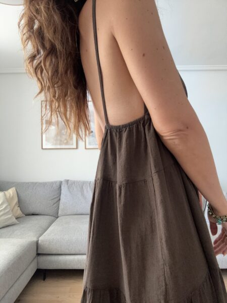 Vestido de tirantes. Tejido de algodón. Tirantes finos. Escote pico. Composición: 100% Algodón Hecho en Italia &nbsp; Alabama Shop