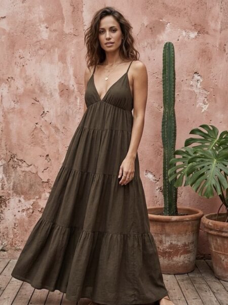 VESTIDO RÚSTICO MARRÓN CHOCOLATE