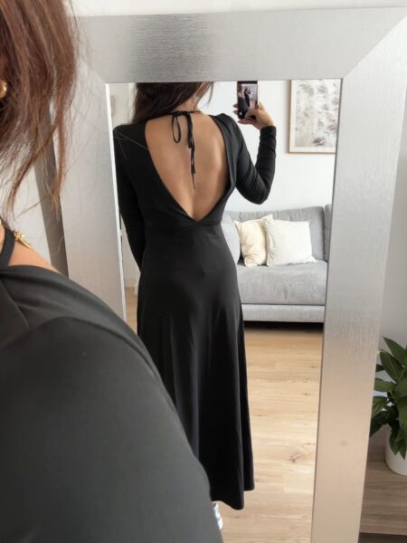 Vestido largo negro escote espalda
