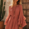 VESTIDO GASA VOLANTES BRICK