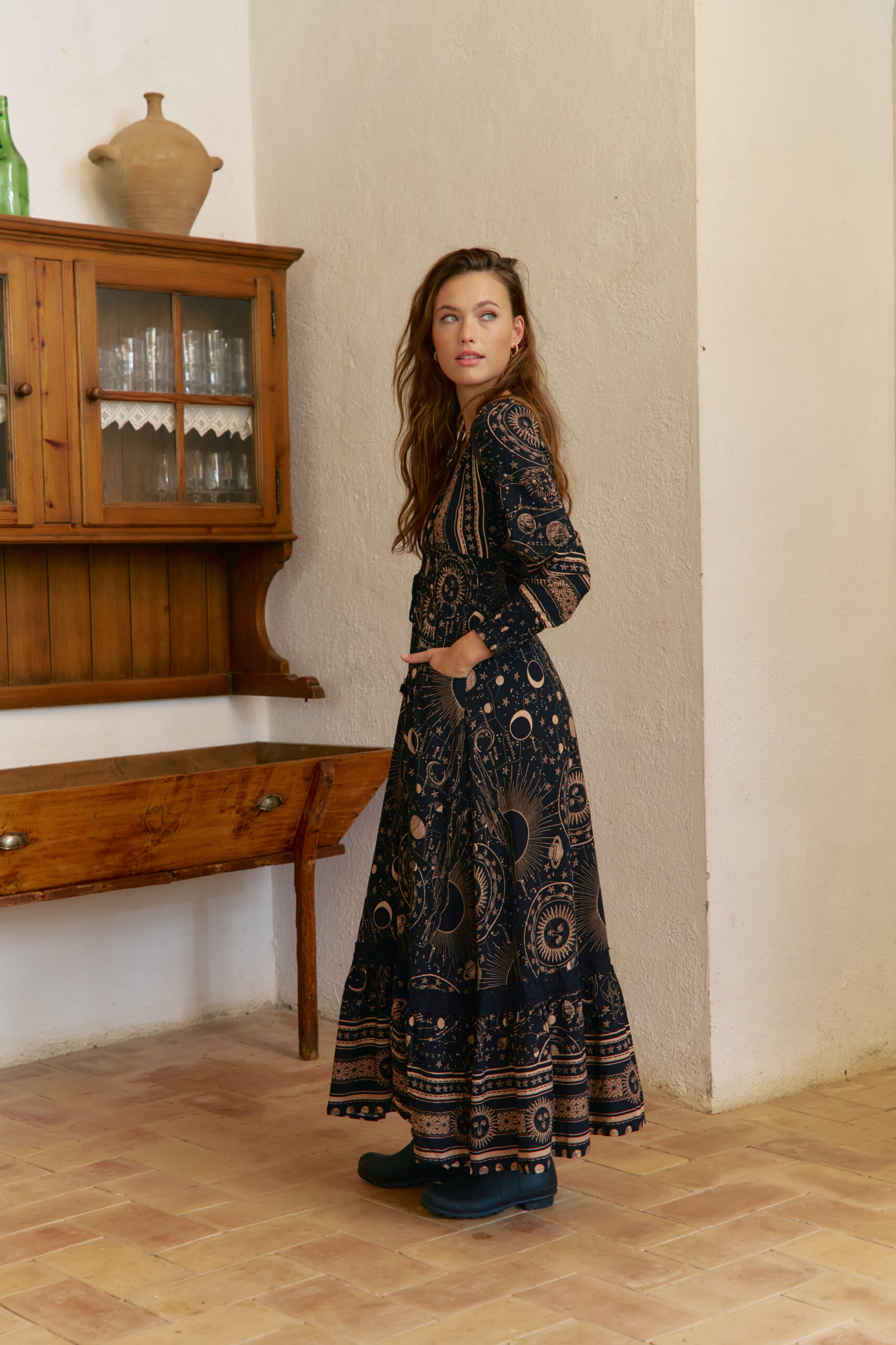 JAASE_AW250956 Vestido largo con estampado boho de nuestra marca australiana Jaase. 100% rayón Alabama Shop