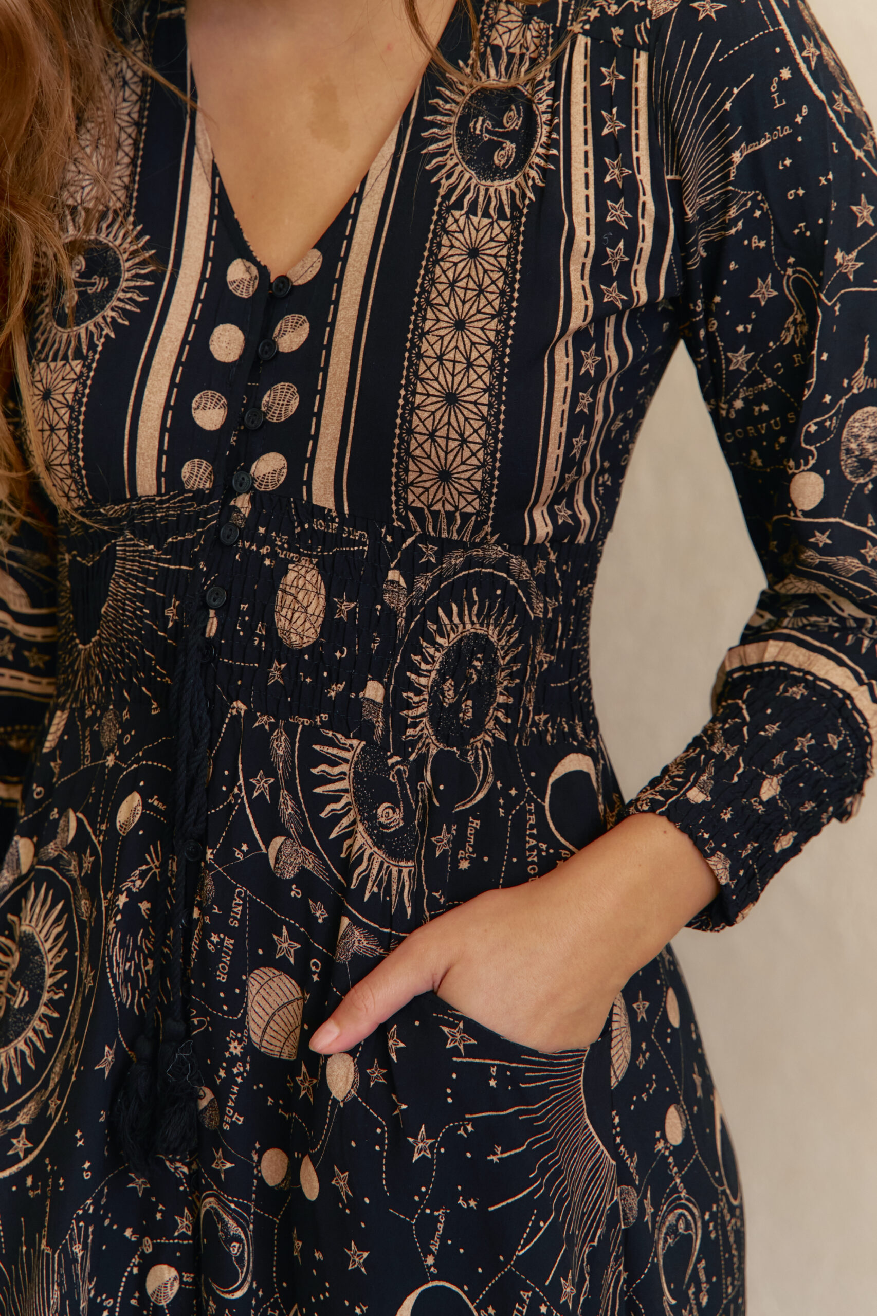 JAASE_AW250975 Vestido largo con estampado boho de nuestra marca australiana Jaase. 100% rayón Alabama Shop