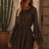 VESTIDO GASA VOLANTES CHOCO