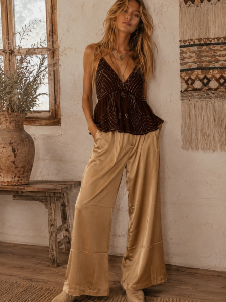 PANTALÓN SATINADO ORO