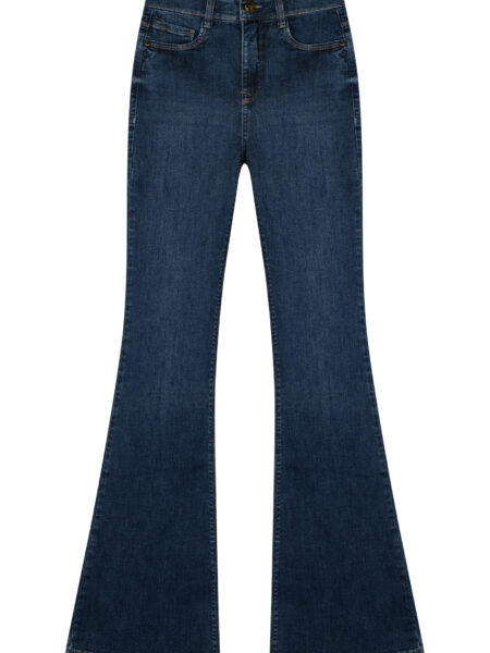 JEANS PREMIUM FLARE TECNOLOGÍA SHAPING 6 <strong>Vaqueros acampanados de cintura alta con tecnología Shaping</strong> que realza y define la silueta. Confeccionados en denim con un 50% de elasticidad, se ajustan al cuerpo moldeando las curvas y estilizando la figura. Corte flare, cintura alta y bolsillos traseros bordados. Una prenda con actitud, cómoda y favorecedora. <strong>Composición:</strong> Exterior 90% algodón, 8% elastomultiéster, 2% elastano. Forro de bolsillo 61% algodón, 39% poliéster. Alabama Shop