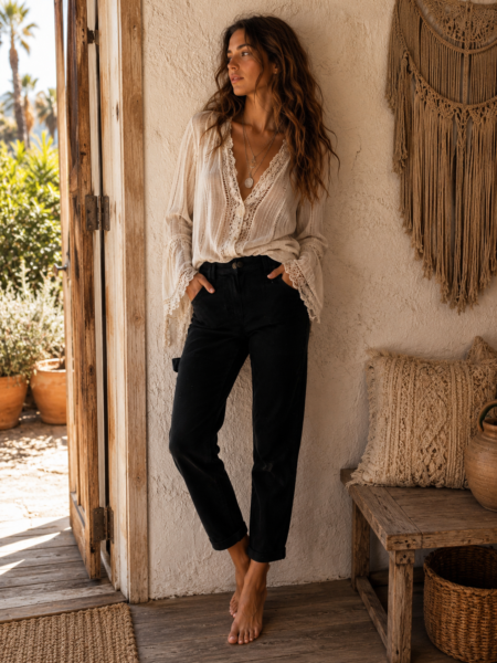 PANTALÓN TAPERED REGULAR NEGRO