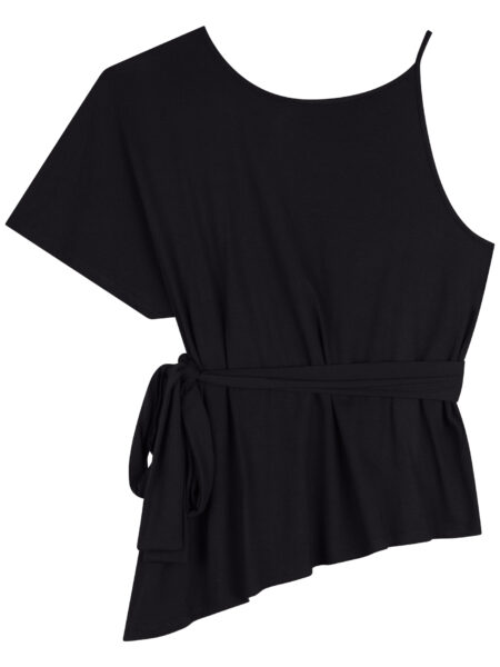 Top de modal asimétrico de <strong>Lez a Lez</strong> con <strong>manga única</strong> y banda de ajuste que realza la silueta. Confeccionada en punto de <strong>modal con elastano</strong>, ofrece un tacto suave y una caída cómoda que acompaña el cuerpo con estilo. Una prenda de tendencia, moderna y llena de personalidad, perfecta para crear looks con carácter y frescura. <strong>Composición:</strong> 91% modal, 9% elastano. Alabama Shop
