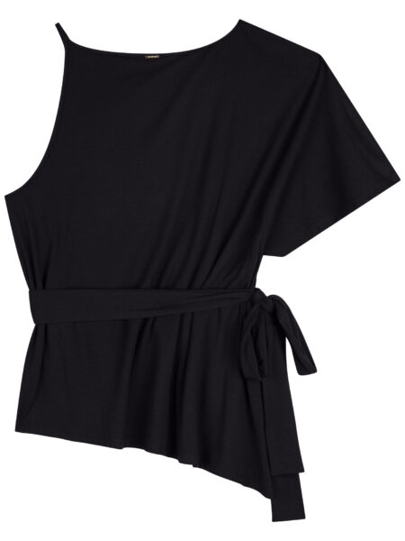 Top de modal asimétrico de <strong>Lez a Lez</strong> con <strong>manga única</strong> y banda de ajuste que realza la silueta. Confeccionada en punto de <strong>modal con elastano</strong>, ofrece un tacto suave y una caída cómoda que acompaña el cuerpo con estilo. Una prenda de tendencia, moderna y llena de personalidad, perfecta para crear looks con carácter y frescura. <strong>Composición:</strong> 91% modal, 9% elastano. Alabama Shop