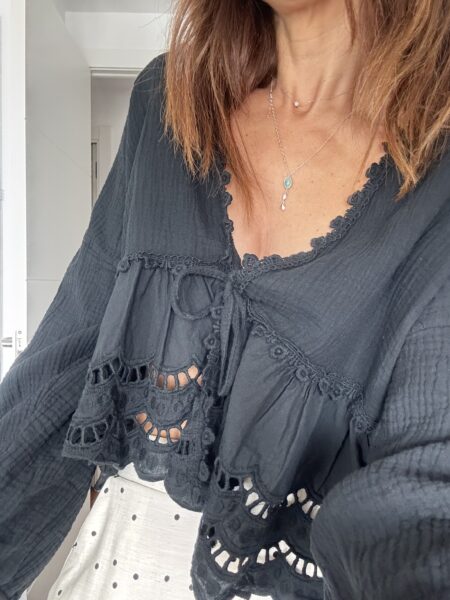 BLUSA ALGODÓN MUSELINA NEGRO