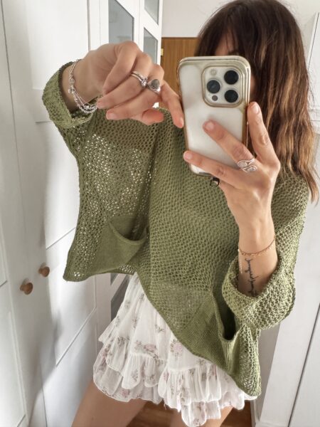 SUÉTER CALADO VERDE OLIVA OVERSIZE