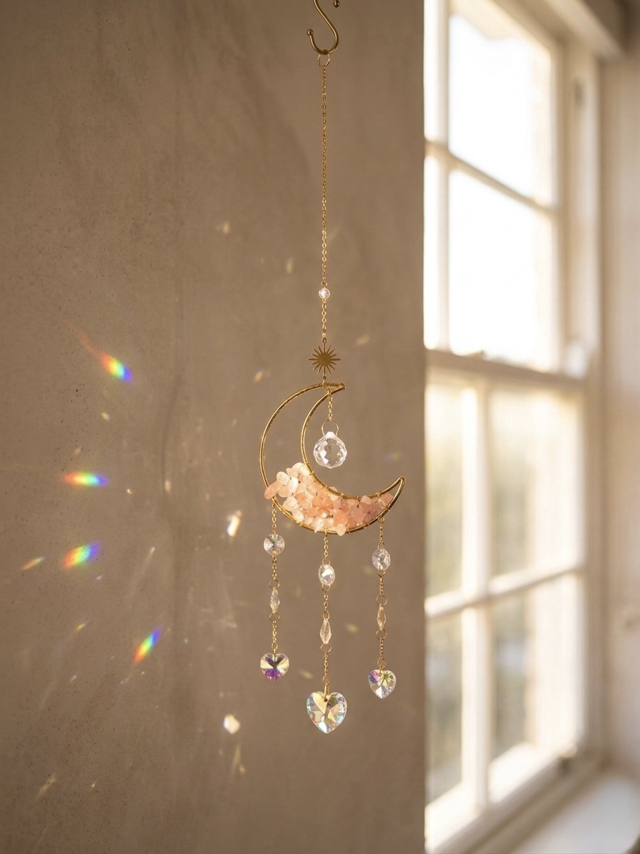 img_2281-2 Convierte tu rincón favorito en un espacio de ensueño. Nuestra <strong>Luz de Hadas: Luna de Cuarzo Rosa</strong> captura la luz natural para envolver tu hogar en una atmósfera de calma, amor y magia sutil. Un amuleto de luz para armonizar tu energía diaria. Alabama Shop