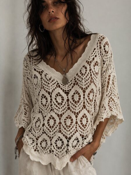 TOP CALADO CROCHET BEIGE