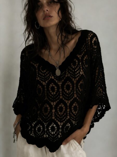 TOP CALADO CROCHET NEGRO